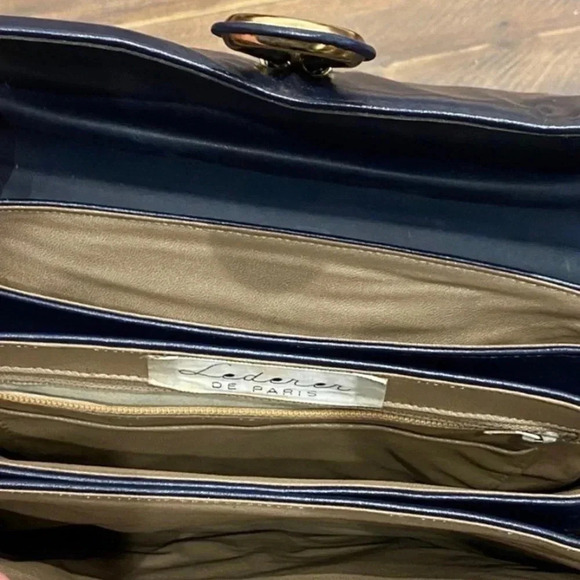 Lederer Vintage 1950s Navy Blue Leather Purse - Picture 4 of 9